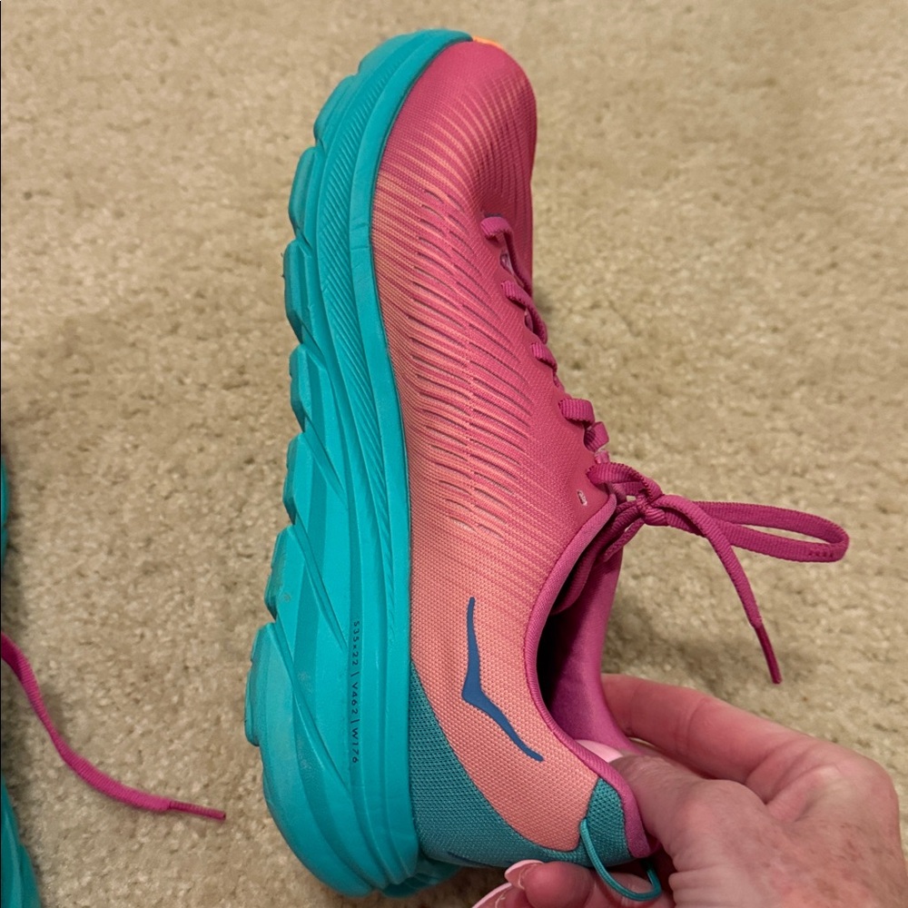Hoka One Pink and Teal Athletic Shoes - Picture 4 of 4